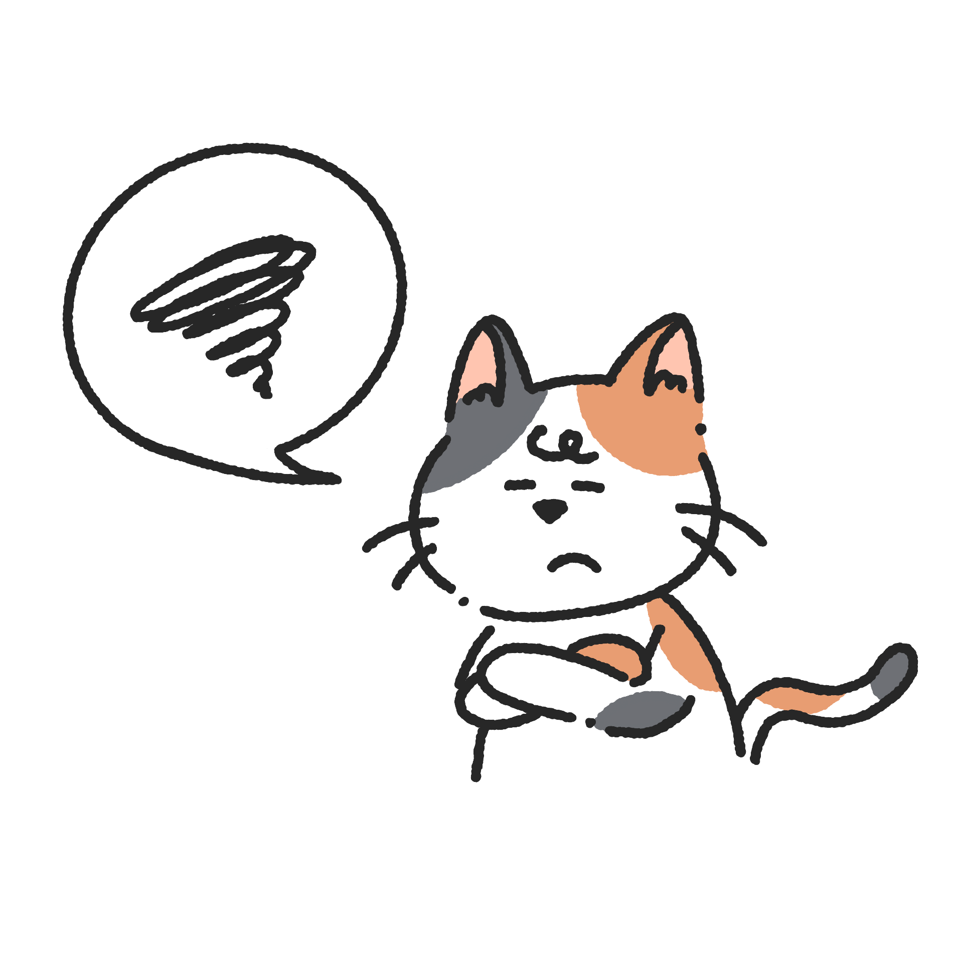 悩む三毛猫